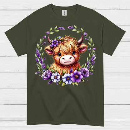 Floral Highland Cow T Shirt