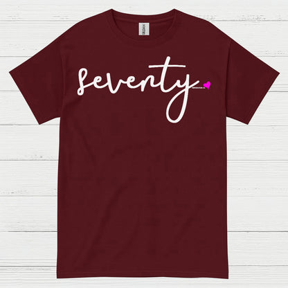Seventy Minimal Script Birthday T Shirt