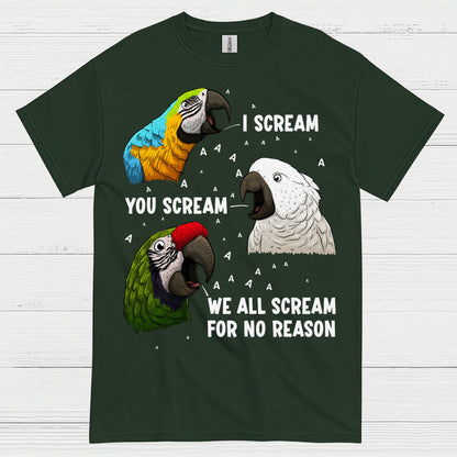 I Scream You Scream Funny Parrot T Shirt