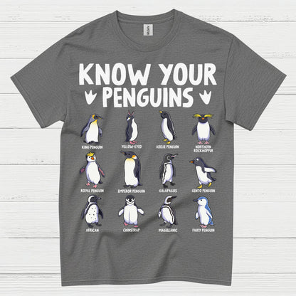 Know Your Penguins Educational Graphic T Shirt