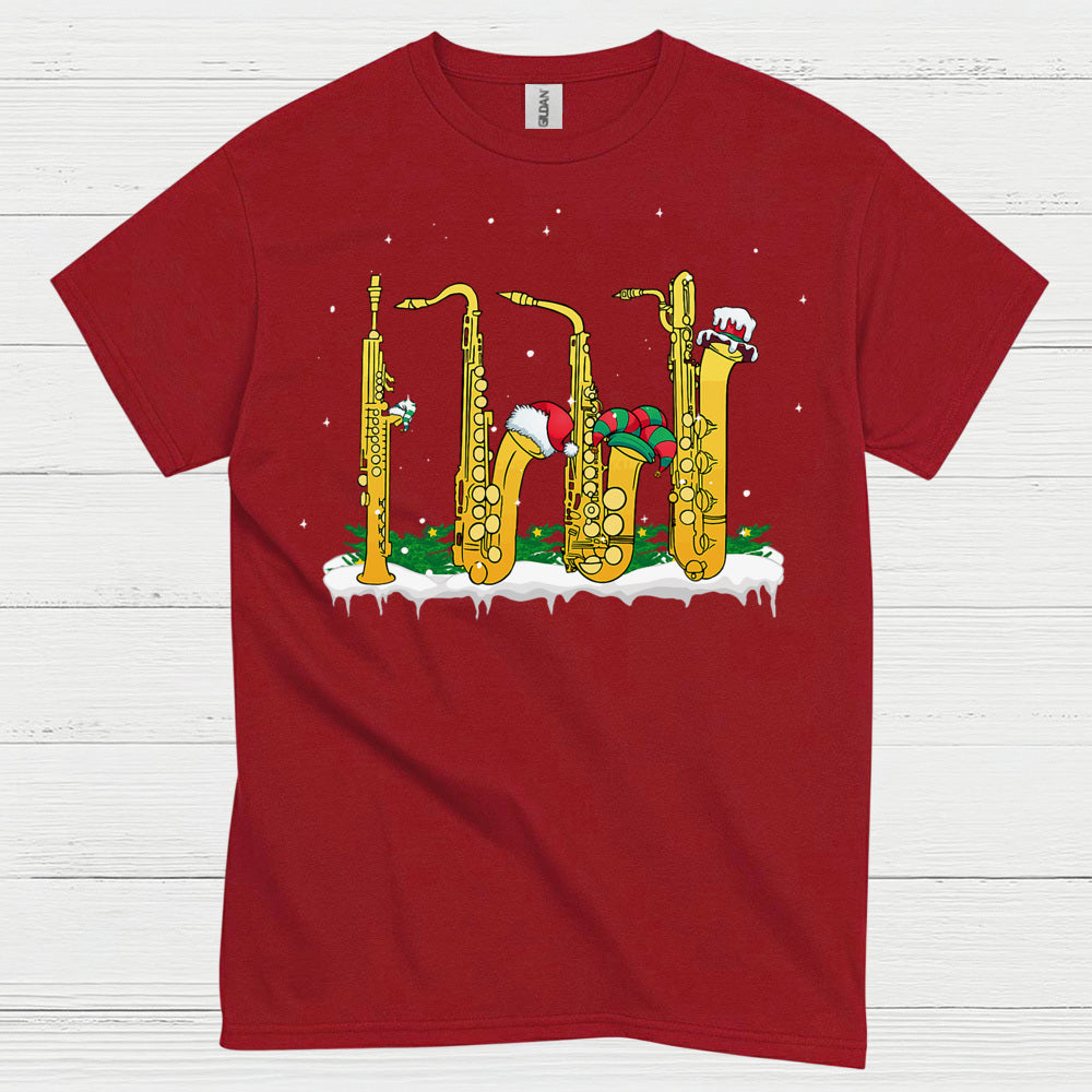 Christmas Saxophone Band Holiday T Shirt