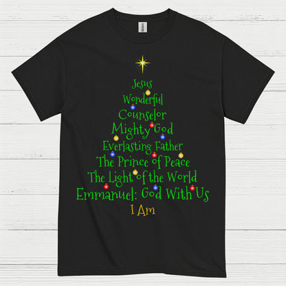 Jesus Names Christmas Tree Christian T Shirt