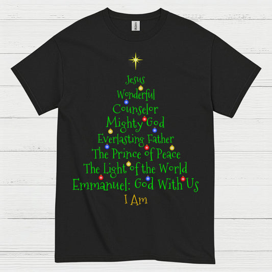 Jesus Names Christmas Tree Christian T Shirt