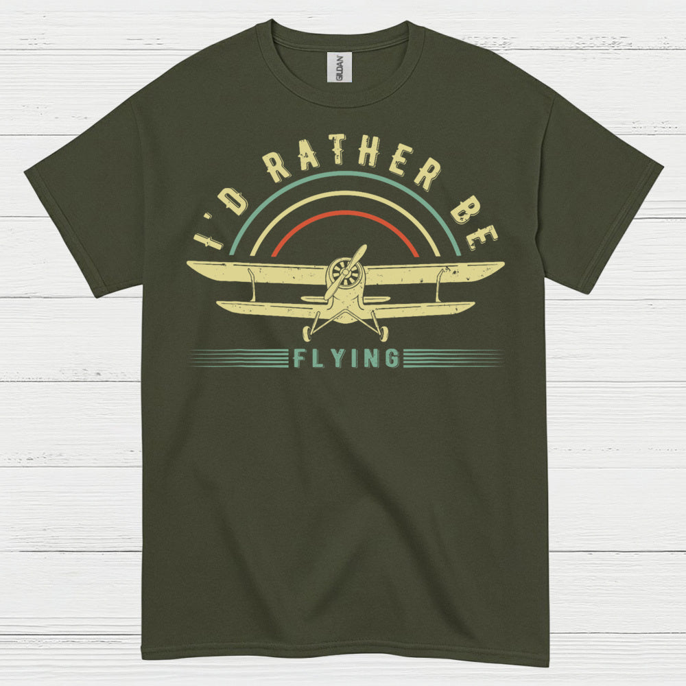 I'd Rather Be Flying Retro Pilot T Shirt