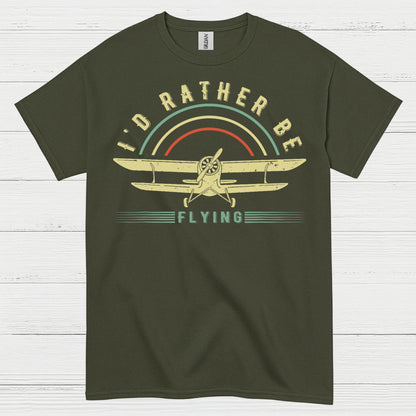 I'd Rather Be Flying Retro Pilot T Shirt