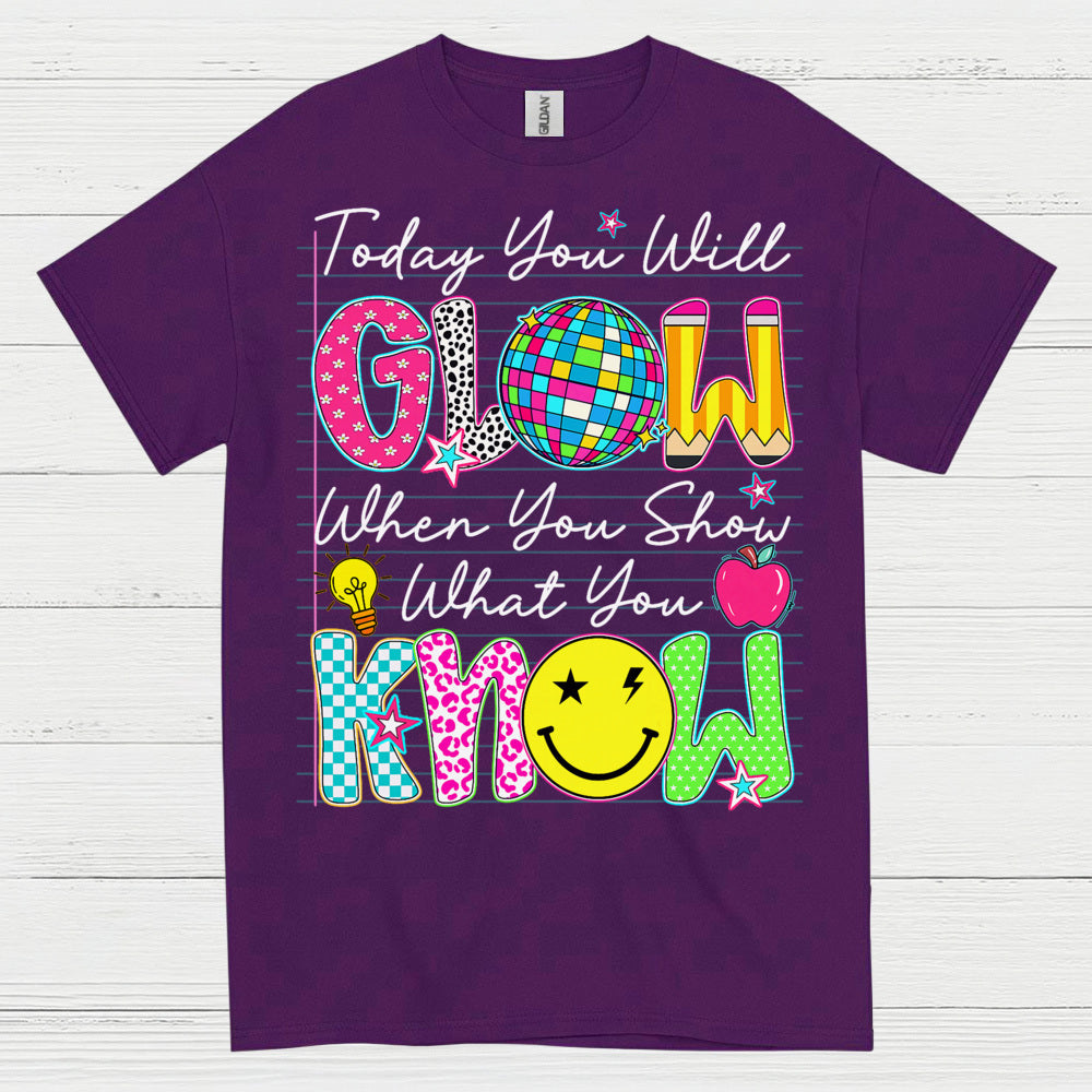 Glow with Knowledge Teacher T Shirt