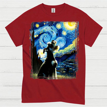 Starry Night Schnauzer Art Dog Lover T Shirt
