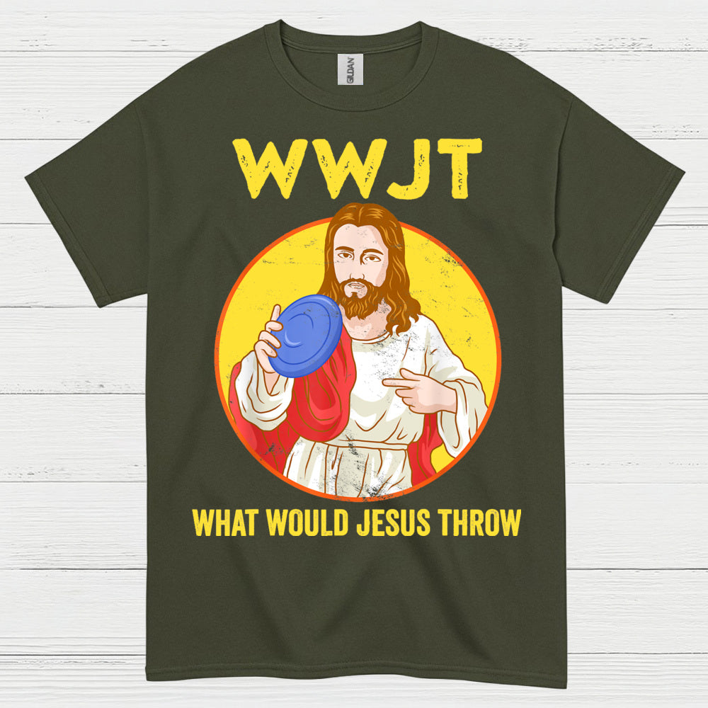 WWJT What Would Jesus Throw Disc Golf T Shirt