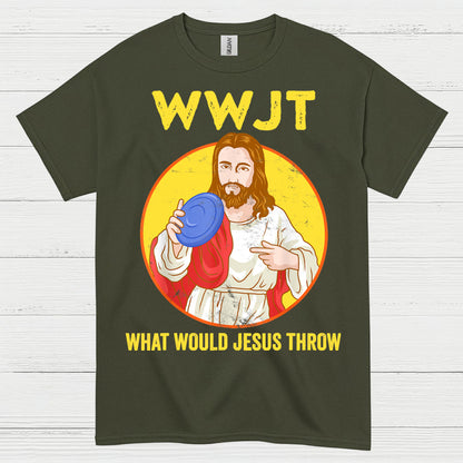 WWJT What Would Jesus Throw Disc Golf T Shirt