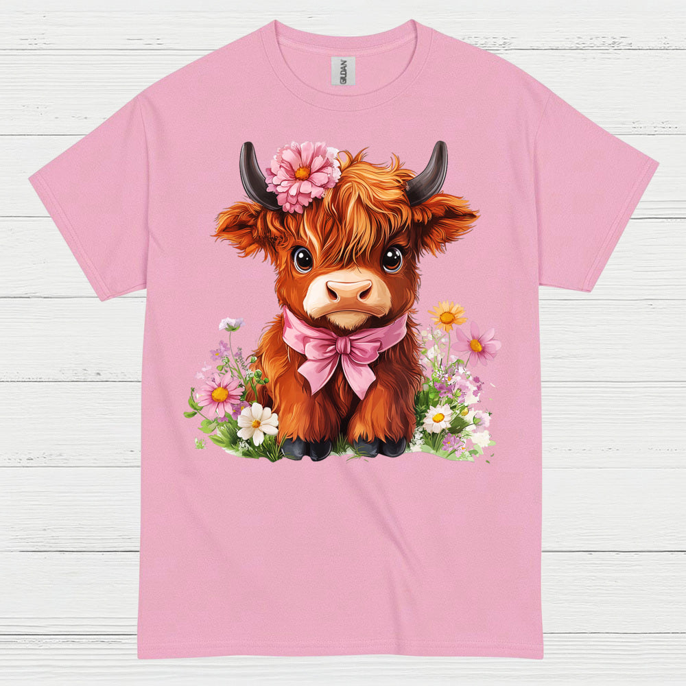 Cute Floral Baby Cow T Shirt