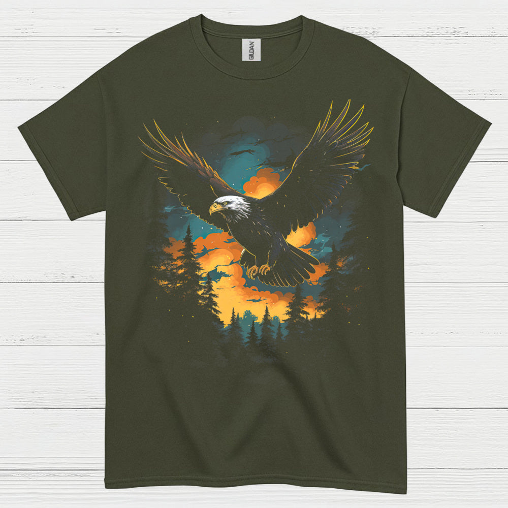 Bald Eagle Sunset Forest Freedom Wilderness T Shirt