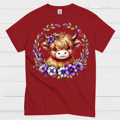 Floral Highland Cow T Shirt