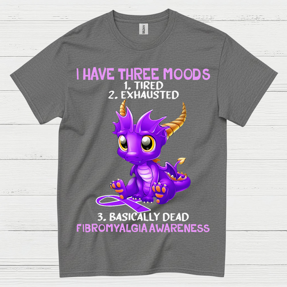 I Have Three Moods Fibromyalgia Awareness Dragon T Shirt