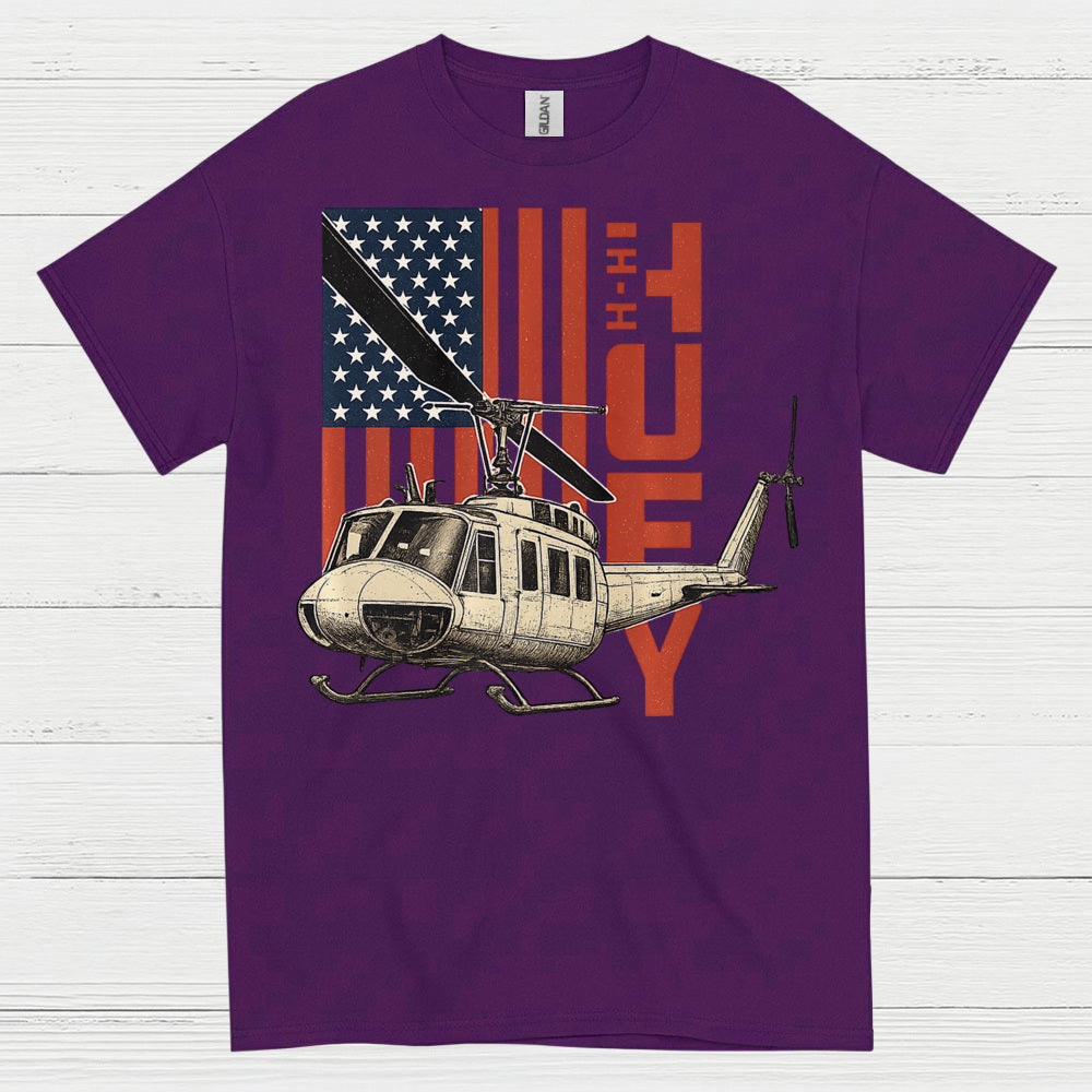 UH-1 Huey American Flag Military T Shirt