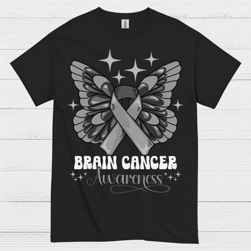 Butterfly Ribbon Brain Cancer Awareness T Shirt