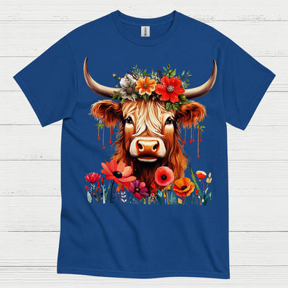 Floral Boho Cow T Shirt