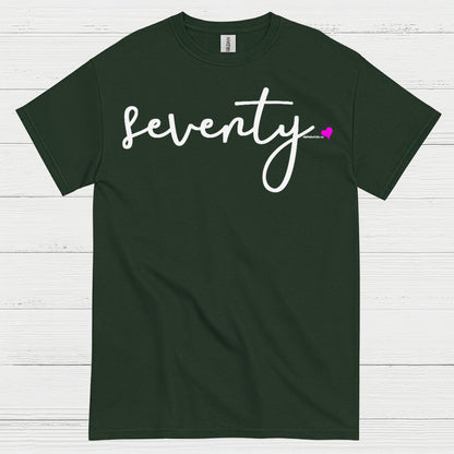 Seventy Minimal Script Birthday T Shirt