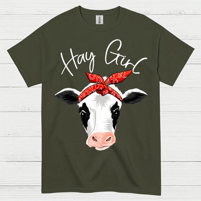Hay Girl Bandana Cow T Shirt