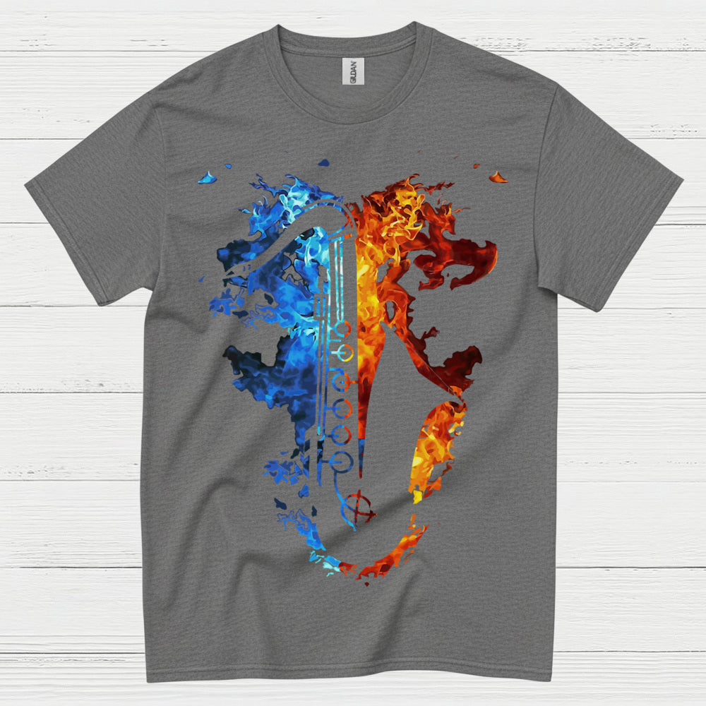Fire And Ice Saxophone Music T Shirt