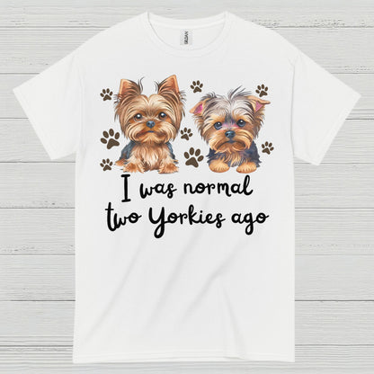 Funny Two Yorkies Ago Dog Lover T Shirt