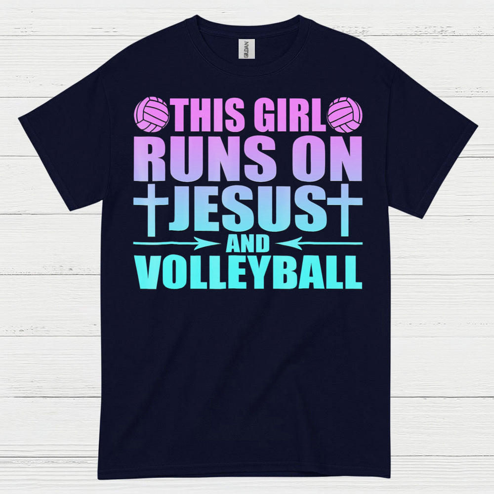 This Girl Runs On Jesus And Volleyball T Shirt