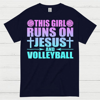 This Girl Runs On Jesus And Volleyball T Shirt