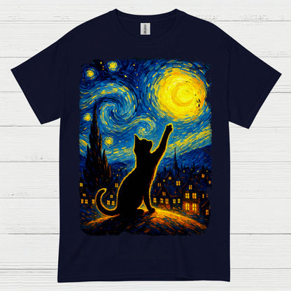 Dreamy Cat Night Art T Shirt