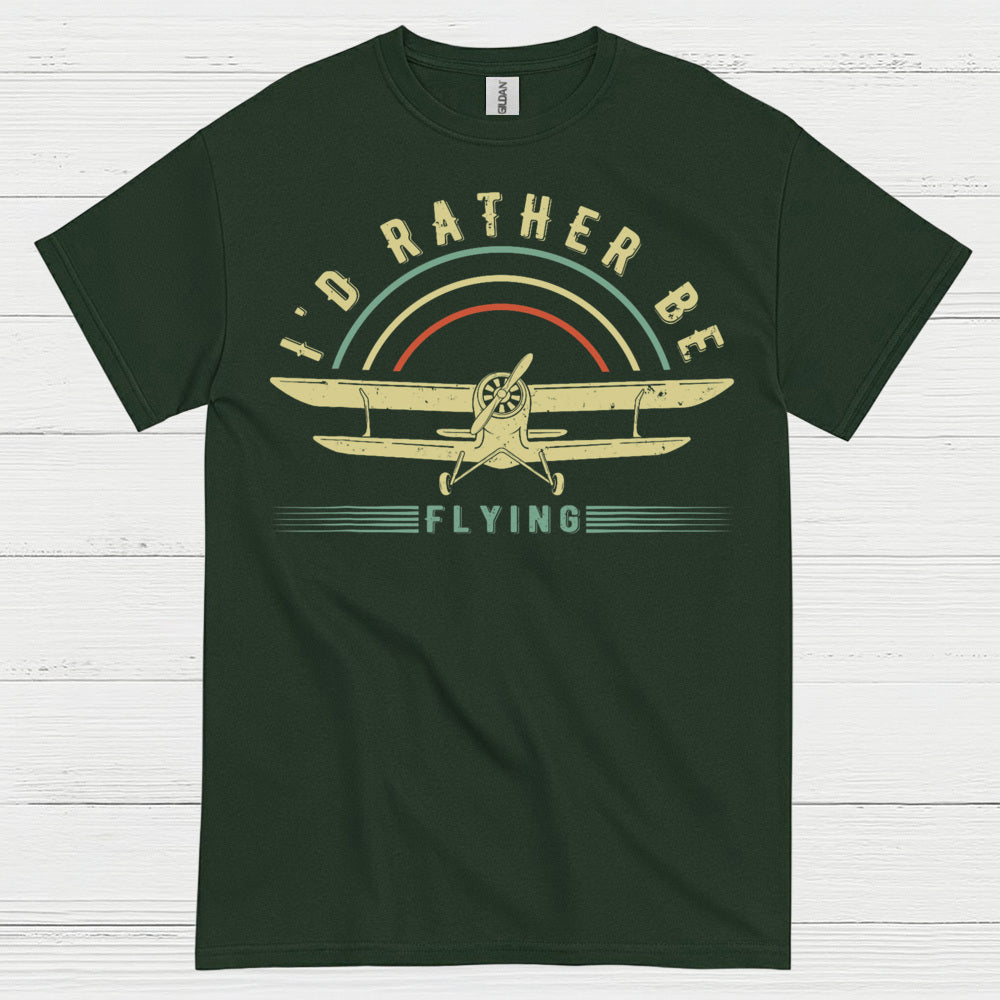 I'd Rather Be Flying Retro Pilot T Shirt