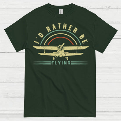 I'd Rather Be Flying Retro Pilot T Shirt