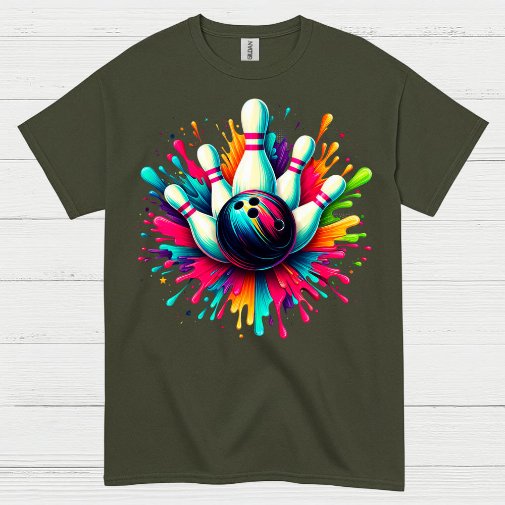 Bowling Chaos Glitch Humor T Shirt
