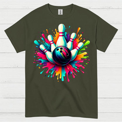 Bowling Chaos Glitch Humor T Shirt