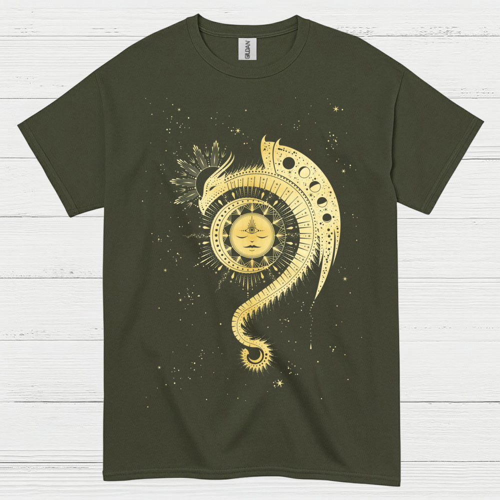 Golden Cosmic Dragon T Shirt
