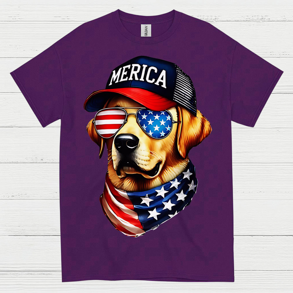 Patriotic Dog America Graphic T Shirt