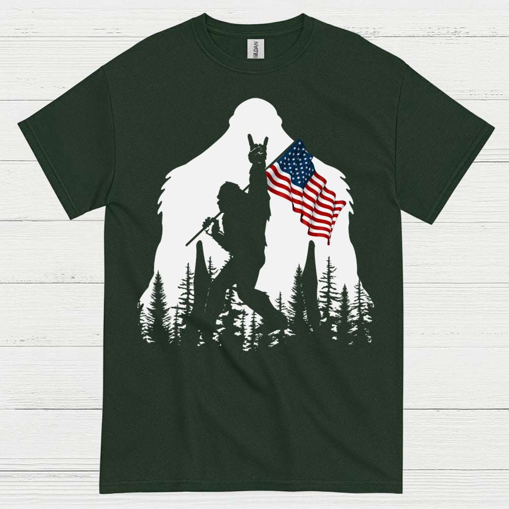 Bigfoot American Flag Silhouette T Shirt