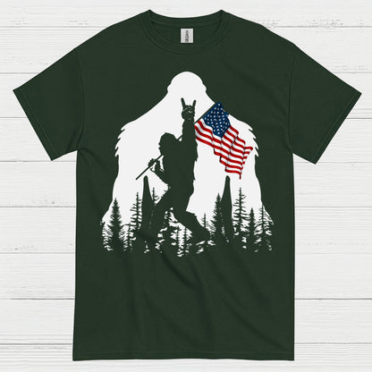 Bigfoot American Flag Silhouette T Shirt