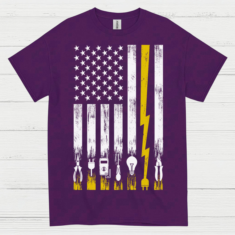 Electrician American Flag Tools T Shirt