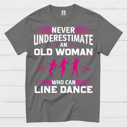 Line Dance Old Woman Funny T Shirt