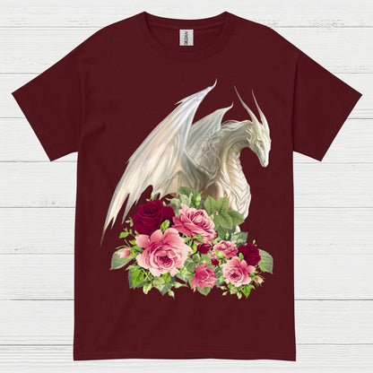 White Dragon With Roses T Shirt