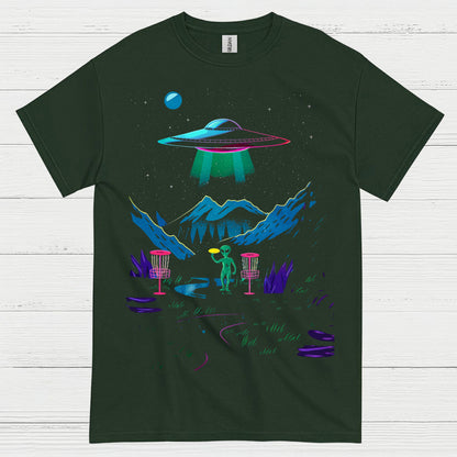 Alien Disc Golf Night Scene T Shirt