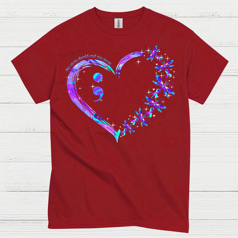 Semicolon Heart Butterfly Awareness T Shirt