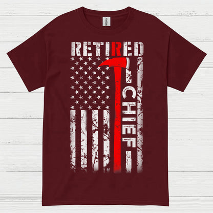 Retired Fire Chief Thin Red Line T Shirt