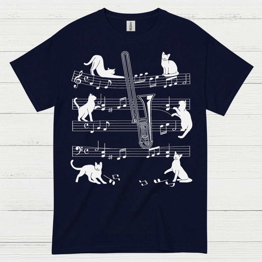 Cat Trombone Music T Shirt