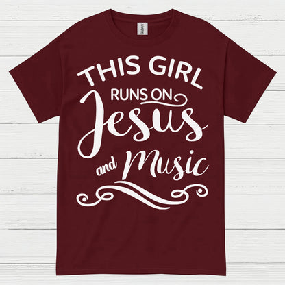 This Girl Runs On Jesus Music T Shirt