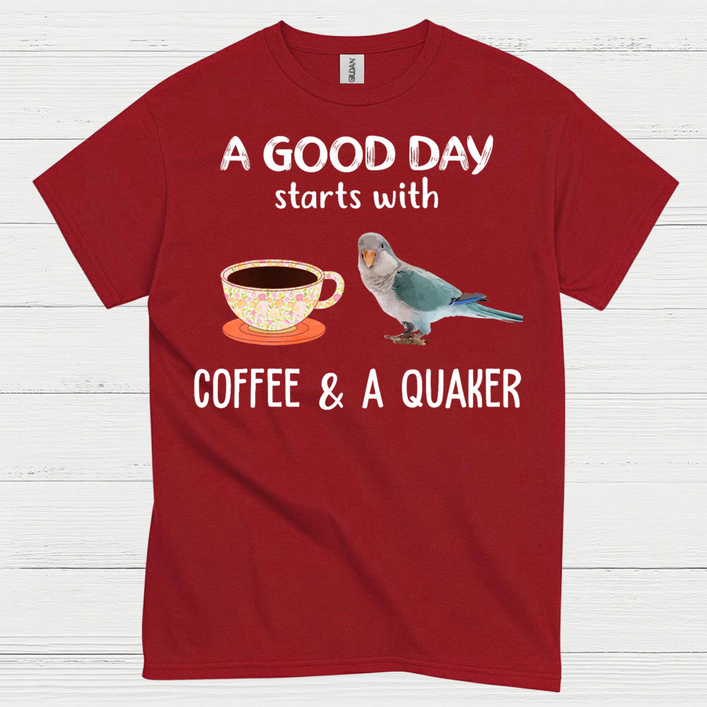 Coffee And A Quaker Funny Parrot T Shirt