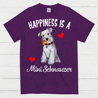 Happiness Is Mini Schnauzer Cute Dog T Shirt