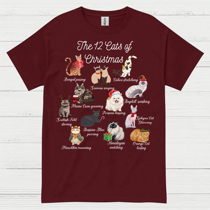 12 Cats of Christmas Cat Holiday T Shirt