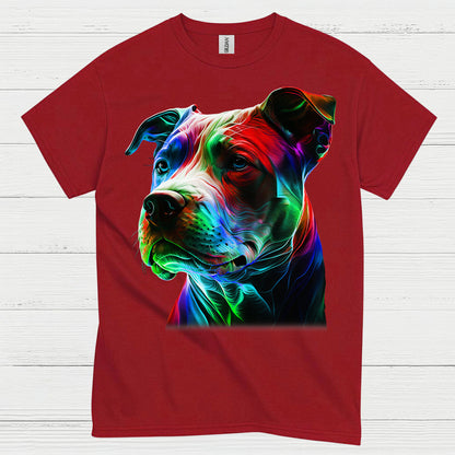Colorful Pitbull Portrait Art T Shirt