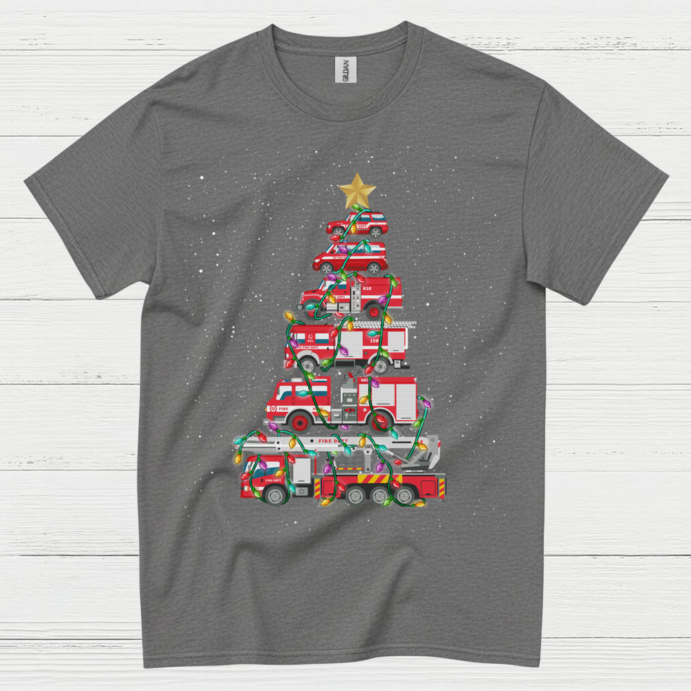 Fire Truck Christmas Tree Firefighter T Shirt