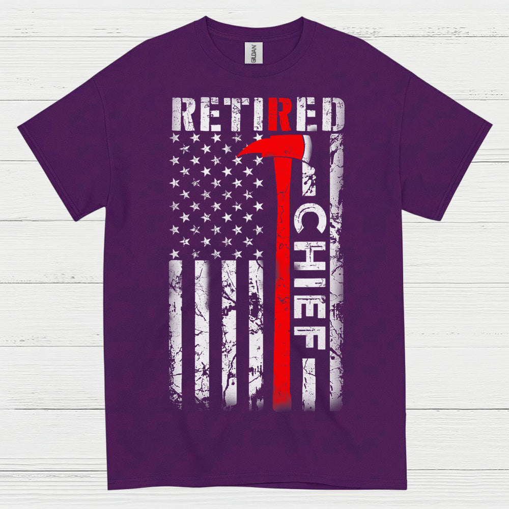 Retired Fire Chief Thin Red Line T Shirt