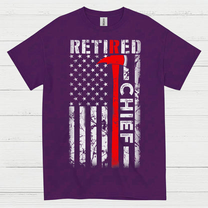 Retired Fire Chief Thin Red Line T Shirt
